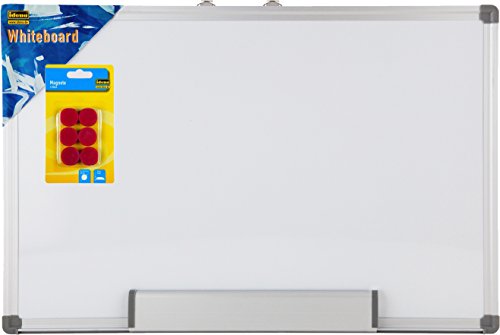 Idena 568019 - Whiteboard Alu-Rahmen, ca. 40 x 60 cm, mit Stiftablage + 6 Magnete Ø24mm [ rot ] von Idena