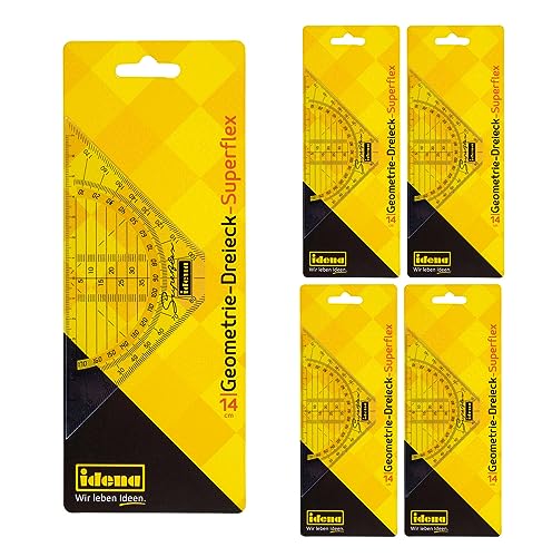 Idena 602083-5 - Geodreieck Superflex, 14 cm, 5 Stück, transparent, Kunststoff, flexibel, für Schule und Büro Idena 602083-5 - Geodreieck Superflex, 14 cm, 5 Stück, transparent, Kunststoff, flexibel, für Schule und Büro von Idena