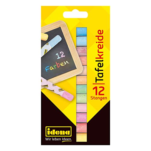 Idena 621724 - Tafelkreide in Faltschachtel, 12 Stangen, unterschiendliche Farben von Idena