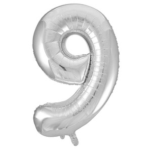 Idena Folienballon Zahl 9 silber, 1 St. von Idena