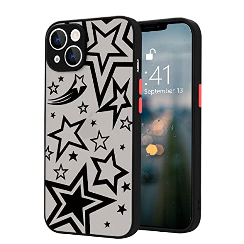 Idocolors Black Star Matte Handyhülle Kompatibel mit iPhone 78SE 2020,Niedliche lustige durchscheinende mattierte Schutzhülle Harte PC Rückseite Weiche TPU Bumper AntiKratzer Ultra Slim Stoßfeste von Idocolors