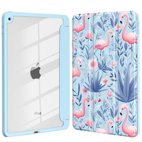 Idocolors Cute Flamingo Case for iPad 10th Generation (2022) 27.7 cm, Clear Hard Back Cover with Pencil Holder, Tri-fold Stand Full Wrap Protective Case for Women Girls von Idocolors
