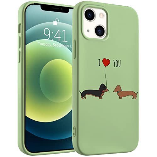 Idocolors Handyhülle für Paar Hunde für iPhone 7/8/SE 2020, grünes Tier, flüssiges Silikon, Dackel, Hundemuster, Cartoon, weiches Gel-Gummi, Mikrofaser-Futter, stoßfeste Abdeckung von Idocolors