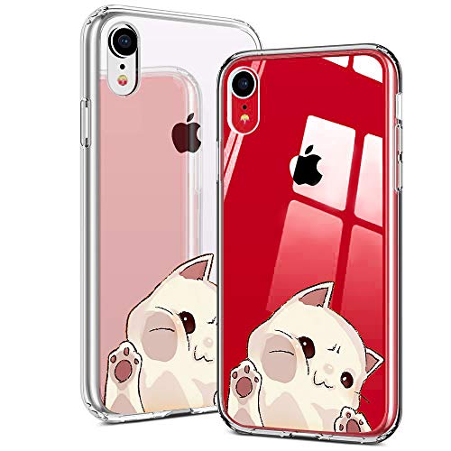 Idocolors Hülle Kompatibel mit iPhone 7/8/SE 2020 Transparent Handyhülle mit Süße Katze Muster Stoßfest Schutzhülle Weiches TPU Slim Cover Case von Idocolors