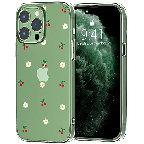 Idocolors Niedliche Kirsch-Handyhülle, transparente Schutzhülle für iPhone 12/12 Pro, Gänseblümchen-Blume, Schutzhülle, transparent, ultradünn, stoßfeste Abdeckung für iPhone 12/12 Pro von Idocolors