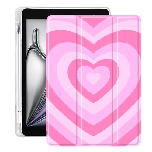 Idocolors Pad Case Pink Love Heart White Cases Cute Abstract Art Girly Anti-Scratch Shockproof with Pencil Holder Lightweight Smart Trifold Stand Case for 11 inch iPad Pro (2021) (Model Number: A2377) von Idocolors