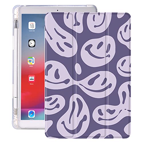Idocolors Pad Case Purple Ghost Face White Case for iPad 10.9 inch Air 4 2020/Air 5 Cute Cute Girly Anti-Scratch Stoßfest mit Pencil Holder Smart Trifold Stand Case (Modellnummer: A2325/A2588) von Idocolors