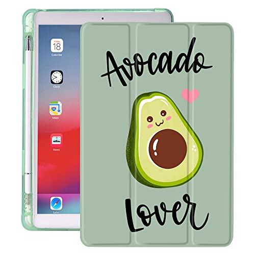 Idocolors Schutzhülle für iPad 5. / 6. Generation, Avocado-Design, kratzfest, leicht, mit Stifthalter, dreifach faltbarer Ständer, weiche TPU-Hülle (Modellnummer: A1822 A1823 A1893 A1954) von Idocolors