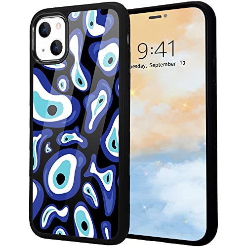 Idocolors Schutzhülle mit abstrakten Augen für iPhone 12/12 Pro, blaue Augen, stoßfest, staubdicht, weicher TPU-Stoßfänger, langlebig, harte Rückseite, kratzfest, schwarze Hülle für iPhone 12/12 Pro von Idocolors