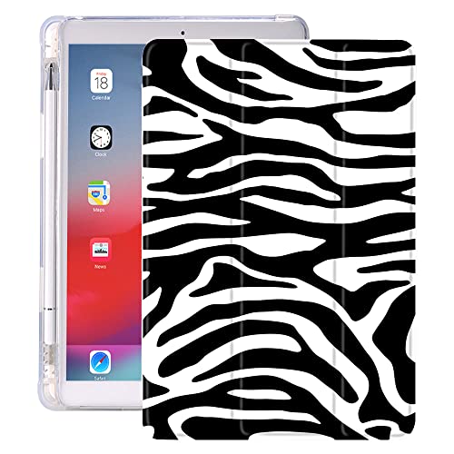 Idocolors Zebra Pad Schutzhülle für iPad 5.,6. Generation, schwarz-weißes Muster, kratzfest, leicht, dreifach faltbarer Ständer, weiche TPU-Abdeckung (Modellnummer: A1822 A1823 A1893 A1954) von Idocolors