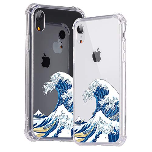 Idocolors iPhone 7/8/SE 2020 Hülle Handyhülle Transparent TPU Bumper mit Hart Plastik Schutzhülle mit süßem Motiv Große Wellen von Idocolors