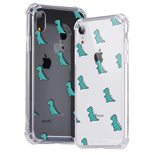 Idocolors iPhone X/XS Hülle Handyhülle Transparent TPU Bumper mit Hart Plastik Schutzhülle mit süßem Motiv Dinosaurier von Idocolors