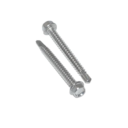 Bohrschrauben 6,3X150 25 Stück Sechskantkopf mit Flansch - Form K, Schlüsselschrauben, Edelstahl A2 / V2A, Blechschrauben selbstschneidend DIN 7504 / ISO 15480 - rostfrei von Idt Trade