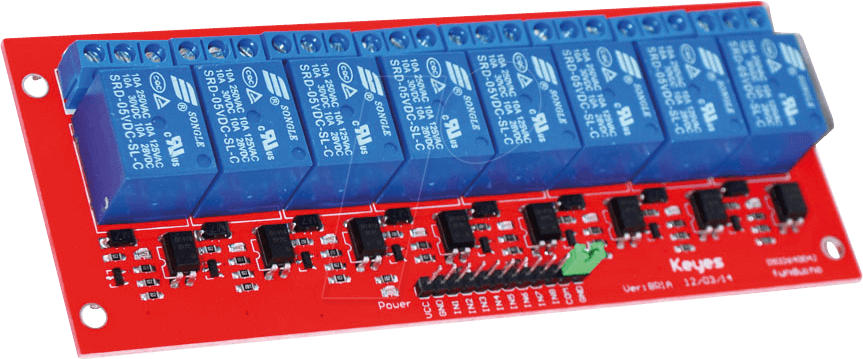 DEBO RELAIS2 8CH - Entwicklerboards - Relais-Modul, 8 Channel, 5 V, SRD-05VDC-SL-C von Iduino