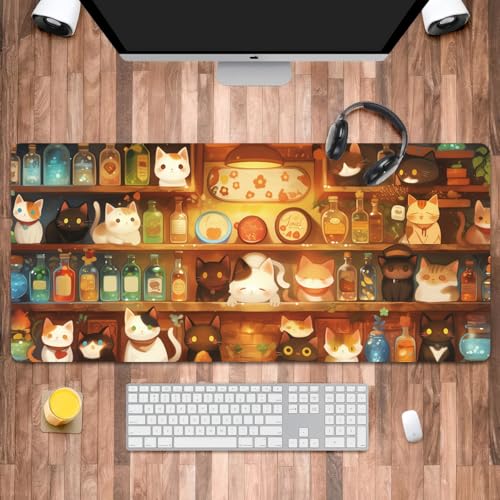 Extra großes Katzen-Mauspad, XXL-Gaming-Mauspad, Geschenke für Frauen, Männer, Katzenliebhaber, große Schreibtischunterlage für Tastatur und Maus, 39,9 x 89,9 cm Extra großes Katzen-Mauspad, XXL-Gaming-Mauspad, Geschenke für Frauen, Männer, Katzenliebhaber, große Schreibtischunterlage für Tastatur und Maus, 39,9 x 89,9 cm von Iemctsy