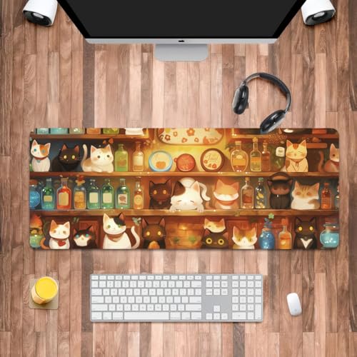 Großes Gaming-Mauspad mit Katze, Geschenke für Frauen, Männer, Katzenliebhaber, rutschfeste große Schreibtischunterlage für Tastatur und Maus, 30 x 79,8 cm Großes Gaming-Mauspad mit Katze, Geschenke für Frauen, Männer, Katzenliebhaber, rutschfeste große Schreibtischunterlage für Tastatur und Maus, 30 x 79,8 cm von Iemctsy
