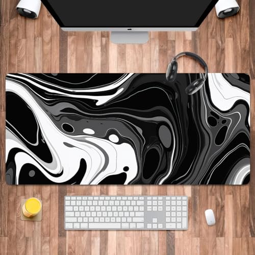 Großes Mauspad für den Schreibtisch, XXL-Gaming-Mauspad, Geschenke für Männer und Frauen, einfache Liebhaber, große Schreibtischunterlage für Tastatur und Maus, 39,9 x 89,9 cm, Schwarz / Weiß von Iemctsy