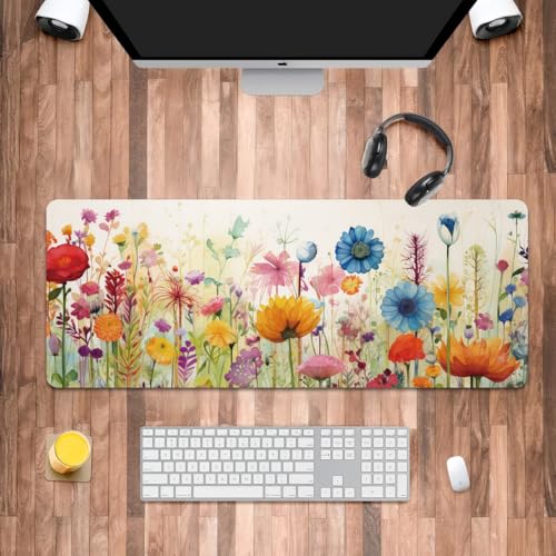 Retrofloral Großes Gaming-Mauspad, Geschenke für Mädchen und Frauen, Retro-Blumenliebhaber, rutschfeste große Schreibtischunterlage für Tastatur und Maus, 30 x 79,8 cm Retrofloral Großes Gaming-Mauspad, Geschenke für Mädchen und Frauen, Retro-Blumenliebhaber, rutschfeste große Schreibtischunterlage für Tastatur und Maus, 30 x 79,8 cm von Iemctsy