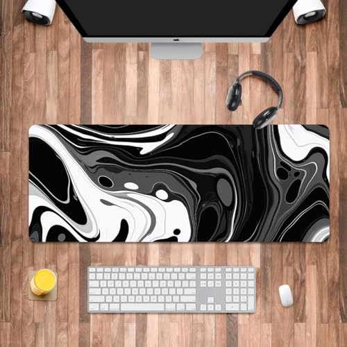 Schwarze weiße lange Mauspads für den Schreibtisch, Geschenke für Männer und Frauen, einfache Liebhaber, rutschfeste große Schreibtischunterlage für Tastatur und Maus, 30 x 79,8 cm Schwarze weiße lange Mauspads für den Schreibtisch, Geschenke für Männer und Frauen, einfache Liebhaber, rutschfeste große Schreibtischunterlage für Tastatur und Maus, 30 x 79,8 cm von Iemctsy