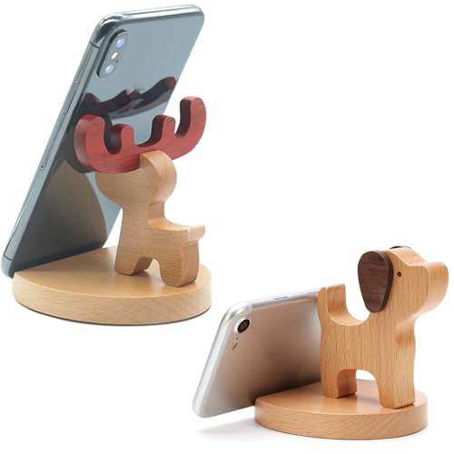 ieron 2-teiliger Handy-Ständer aus Holz, Hund und Hirsch, universeller Desktop-Tier-tragbarer Tablet-Halter, Schreibtisch-Dekoration, Holz-Geschenkideen ieron 2-teiliger Handy-Ständer aus Holz, Hund und Hirsch, universeller Desktop-Tier-tragbarer Tablet-Halter, Schreibtisch-Dekoration, Holz-Geschenkideen von Ieron