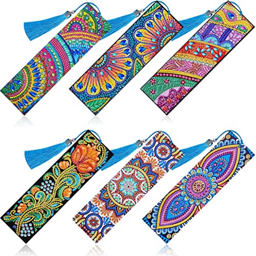 Diamant -Lesezeichen Diy Malerei Lesezeichen Blütenperlen Leder Quasten DIY Stickerei Handwerk 6 Stücke von Iewroyt
