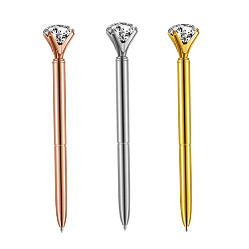 Iewroyt 3 PCs künstlicher Kristall Diamant Pen Eleganter Kugelschreiber Metallic-Kugelstifte Roségold mit großem Diamant/Kristall, grünem Gold/Silber-Bürozubehör- Iewroyt 3 PCs künstlicher Kristall Diamant Pen Eleganter Kugelschreiber Metallic-Kugelstifte Roségold mit großem Diamant/Kristall, grünem Gold/Silber-Bürozubehör- von Iewroyt