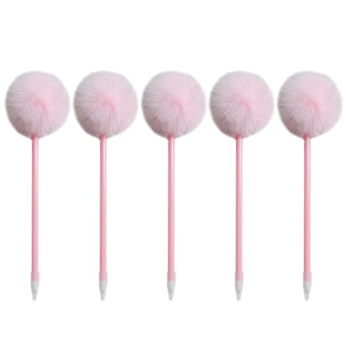 Iewroyt 5 PCs Gel Pen Pom-Pom Kunststoff Kugelschreiber Signature Kugelschild Cartoon Kinder Schüler mit von Iewroyt