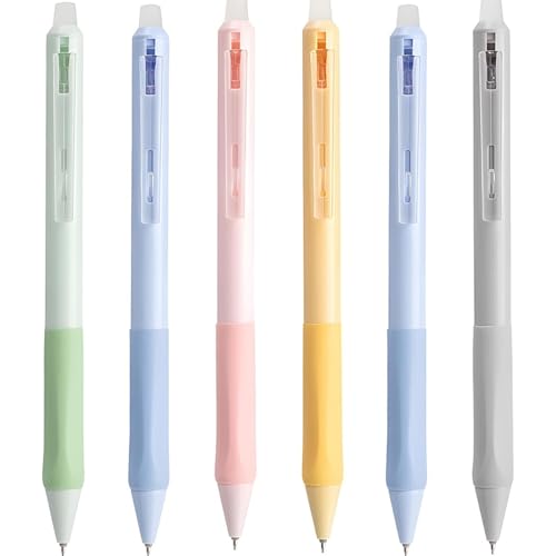 Iewroyt 6pcs niedlich löschbare Stifte, einziehbarer Clicker löschbarer Stifte, 0, 5 mm schwarzer feiner Point Stiftkomfort Grip, reibungsloses Schreiben für Büroschulenzubehör Geschenke von Iewroyt