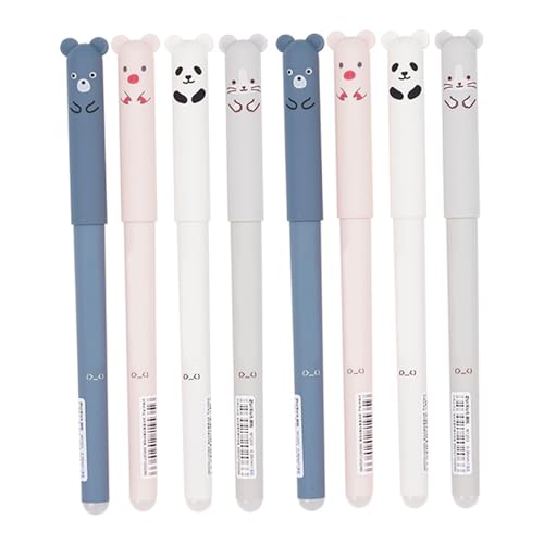 Iewroyt 8pcs löschbare Stifte, 0, 5 mm feiner Punkt löschbare Tintenstifte mit Radiergummi, glattes wandendes schwarzes Gel, niedlicher Bärengel Stift für Schreibwarenvorräte Geschenke von Iewroyt