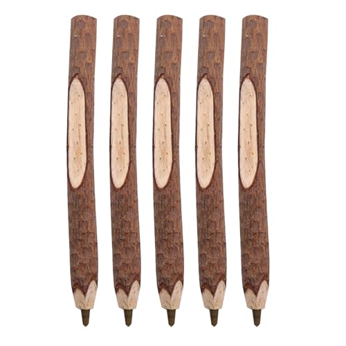 Iewroyt Holzstift, 5pcs Naturholzstift, dreidimensionale Nicht-Schlupf-Kugelschreiber, glattes Schreiben von schwarzen Tintenstiften für Büroschulengeschenke von Iewroyt