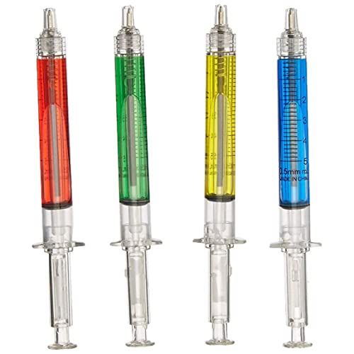 Iewroyt Kugelschreiber kreative Spritzenformballpunkte Stifte Imitation Pin Multi -Funktion rot grün blau gelb Ink Flüssigkeit für Schulbüro Home 4pcs von Iewroyt
