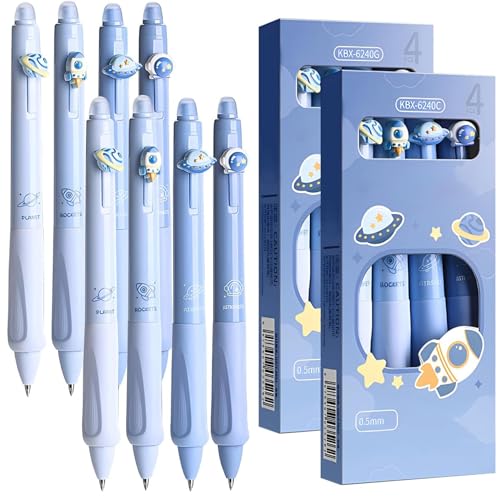 Iewroyt Löschbare Stifte 4 Blue 4 Black Lodable Gel Pens Clicker, Clicker, feiner Punkt 0, 5 mm, Kugelschiffer mit Radiergummi zum Schreiben von Planer von Iewroyt