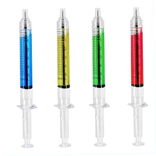 Iewroyt Spritze Kugelschreiber 4 Farbe Tinte Blue Bulk Neuheit Blood Fun Geschenk Neuheit Blutspritzen Kugelschreiber -Stift -Injektionstifte für Krankenschwesterkostüme - 4 Farbe von Iewroyt