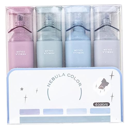 Set von 4 Glitter Highlighters Flexible Nebelfarbe Farbschwerer Linienbreite und schmudgedichte Tinte Glitzermarkierungen für funkelnde Note nehmen Tagebuch (Mond) von Iewroyt