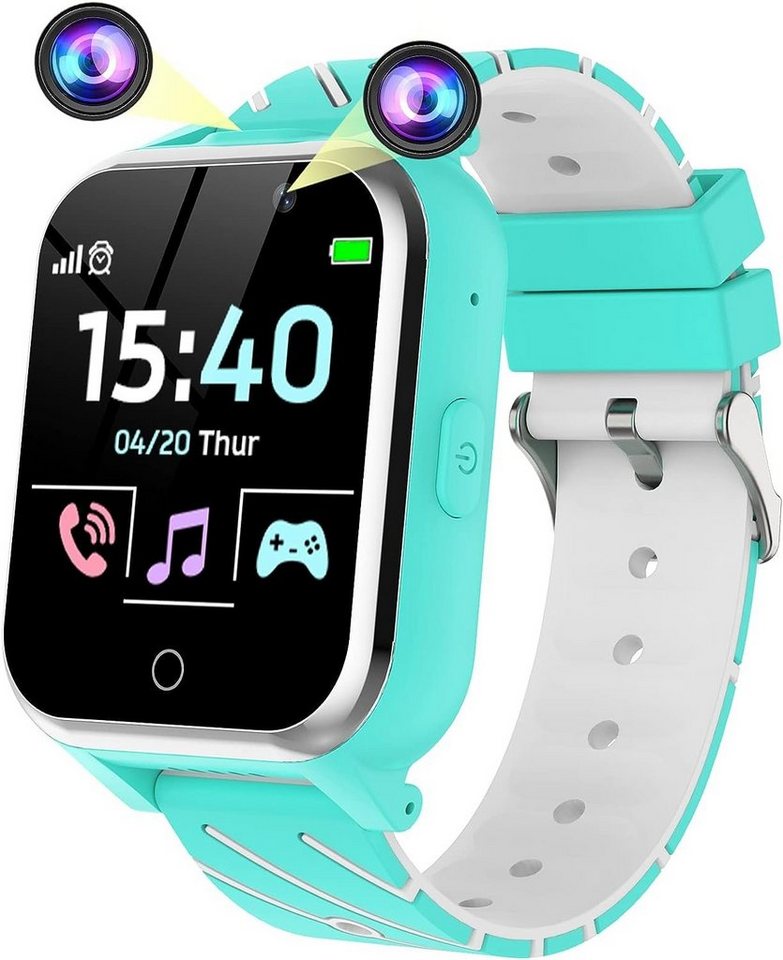 Igreeman Kinder-Uhr Telefon für Mädchen und Jungen Smartwatch (1,54 Zoll), mit Spiele Anruffunktion SOS Kamera Musik Schrittzähler Taschenlampe von Igreeman