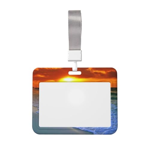 Ausweishalter für Strand mit Sonnenuntergang, mit Umhängeband, doppelseitig, für Büro und Veranstaltungen Ausweishalter für Strand mit Sonnenuntergang, mit Umhängeband, doppelseitig, für Büro und Veranstaltungen von IguaTu