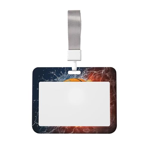 Ausweishalter mit Basketball-Motiv auf Feuer und Wasserflamme mit Umhängeband, doppelseitiger Kartenhalter für Büro und Veranstaltungen Ausweishalter mit Basketball-Motiv auf Feuer und Wasserflamme mit Umhängeband, doppelseitiger Kartenhalter für Büro und Veranstaltungen von IguaTu