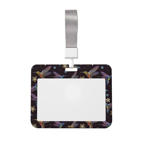 Ausweishalter mit Blumen-Kolibri-Stickerei, Ausweishalter mit Umhängeband, doppelseitig, für Büro und Veranstaltungen Ausweishalter mit Blumen-Kolibri-Stickerei, Ausweishalter mit Umhängeband, doppelseitig, für Büro und Veranstaltungen von IguaTu