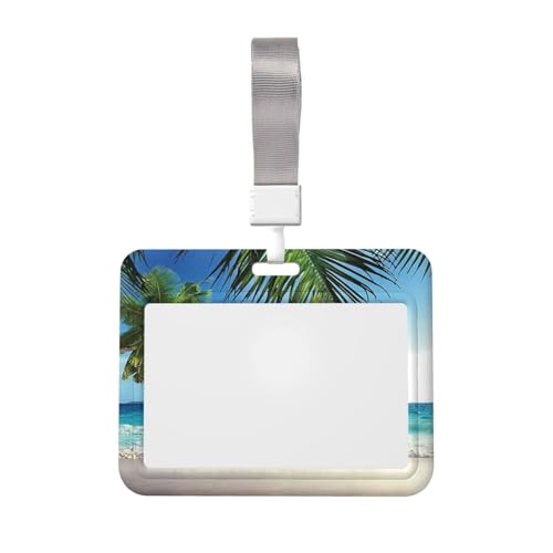 Ausweishalter mit tropischer Palme, Hawaii-Strand, Ausweishalter mit Umhängeband, doppelseitiger Kartenschutzhülle für Büro und Veranstaltungen Ausweishalter mit tropischer Palme, Hawaii-Strand, Ausweishalter mit Umhängeband, doppelseitiger Kartenschutzhülle für Büro und Veranstaltungen von IguaTu