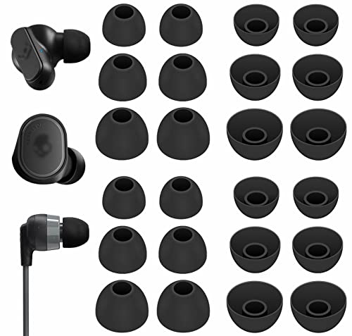 12 Paar Ohrstöpsel, kompatibel mit Skullcandy In-Ear-Kopfhörern, flexibles Ersatz-Ohrstöpsel-Zubehör, kompatibel mit Skullcandy Dime / Sesh Evo / Jib / Ink'd+ – Schwarz von IiEXCEL