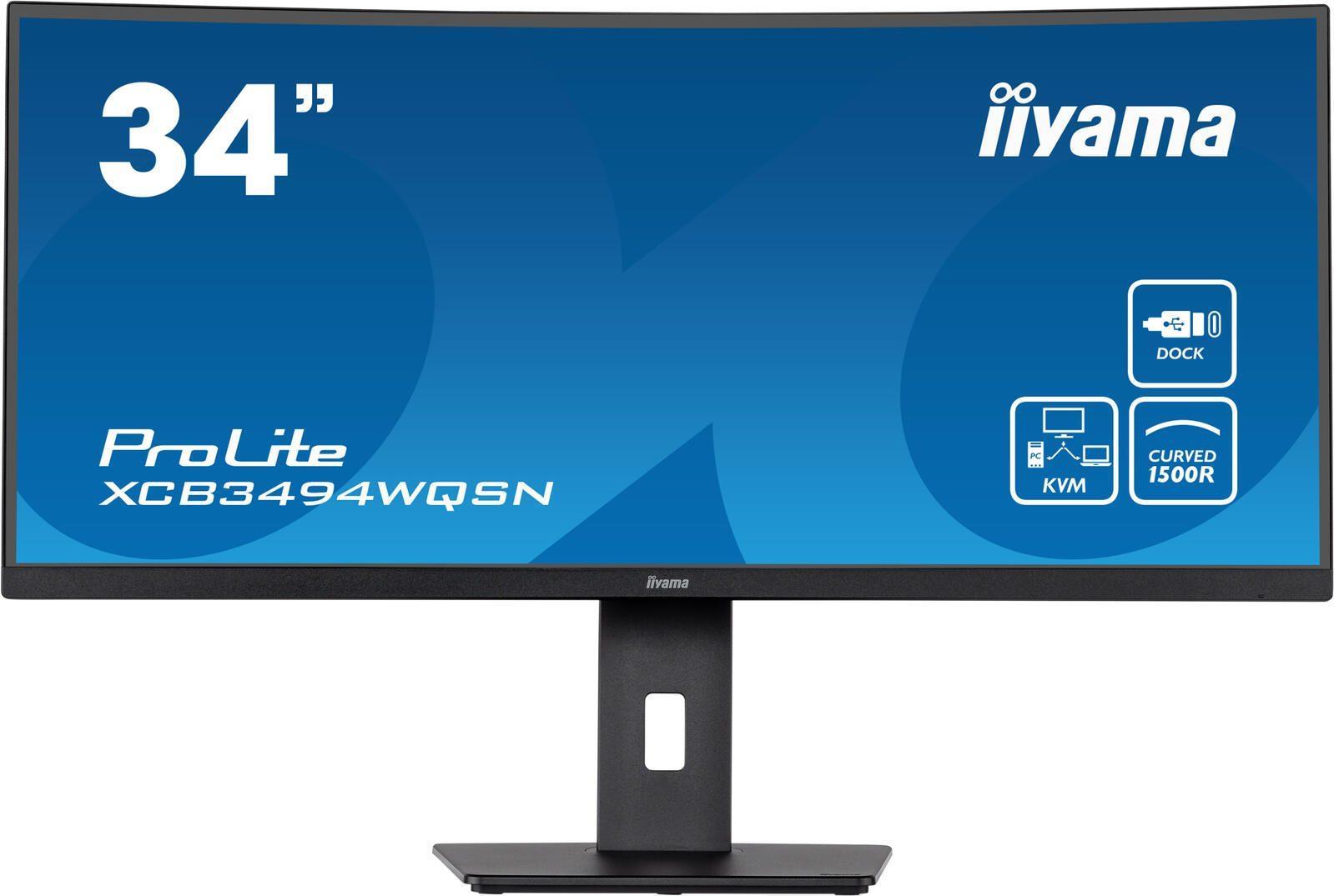 IIYAMA TFT XCB3494WQSN 86.4cm black 86,40cm (34)/3440x1440/DP/HDMI/KVM/curved/höv [Energieklasse G] (XCB3494WQSN-B5) von Iiyama