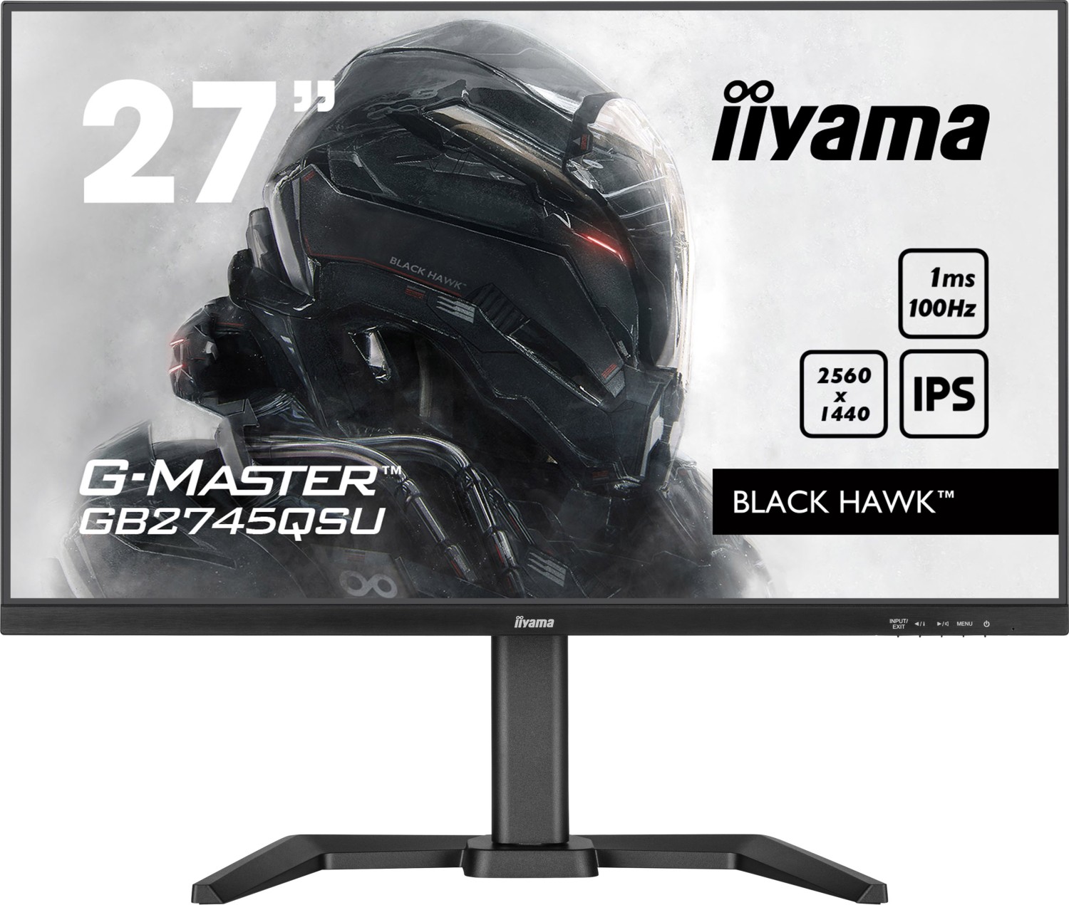 Iiyama G-MASTER Black Hawk GB2745QSU-B1 - LED-Monitor - 68.5 cm (27) - 2560 x 1440 QHD @ 100 Hz - IPS - 250 cd/m² - 1300:1 - 1 ms - HDMI, DisplayPort - Lautsprecher - mattschwarz [Energieklasse E] (GB2745QSU-B1) von Iiyama