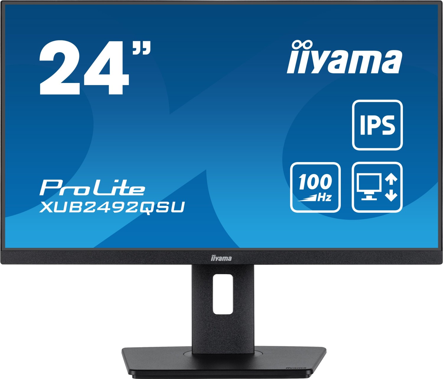 Iiyama ProLite XUB2492QSU-B1 - LED-Monitor - 61 cm (24) (23.8 sichtbar) - 2560 x 1440 WQHD @ 100 Hz - IPS - 300 cd/m² - 1000:1 - 0.5 ms - HDMI, DisplayPort - Lautsprecher - Schwarz, Matte (XUB2492QSU-B1) von Iiyama