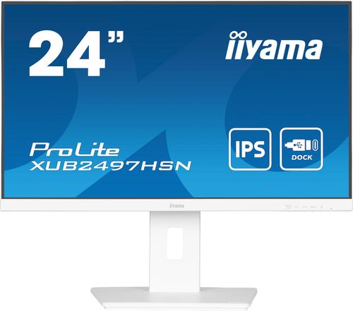 iiyama 24 WHITE IPS-panel, 1920x1080, USB-C Dock (65W PD, LAN, DP-OUT, USB3x3.2+1xC(7,5W)) 15cm Height Adj. Stand, 1ms, 300cd/m², Speakers, USB-C, HDMI, DisplayPort [Energieklasse E] (XUB2497HSN-W2) von Iiyama