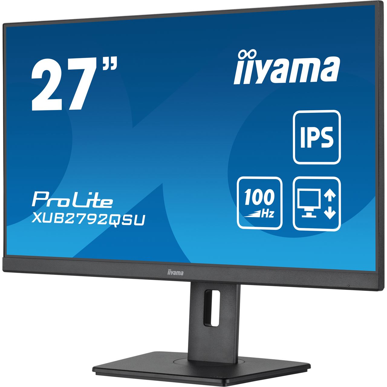 iiyama 27  (68.5 cm) Monitor mit WQHD-Auflösung, IPS-Panel-Technologie, 100Hz Bildwiederholrate und einem 150 mm höhenverstellbaren Standfuß [Energieklasse F] (XUB2792QSU-B6) von Iiyama