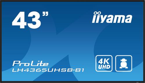 iiyama LH4365UHSB-B1 Signage-Display Kiosk-Design 108 cm (42.5) LED WLAN 800 cd/m² 4K Ultra HD Schwarz Eingebauter Prozessor Android 11 24/7 [Energieklasse E] (LH4365UHSB-B1) von Iiyama