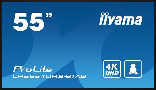 iiyama LH5554UHS-B1 Signage-Display Digital Beschilderung Flachbildschirm 139 cm (55 ) LCD WLAN 4K Ultra HD Schwarz Eingebauter Prozessor Android 11 24/7 [Energieklasse G] (LH5554UHS-B1) von Iiyama