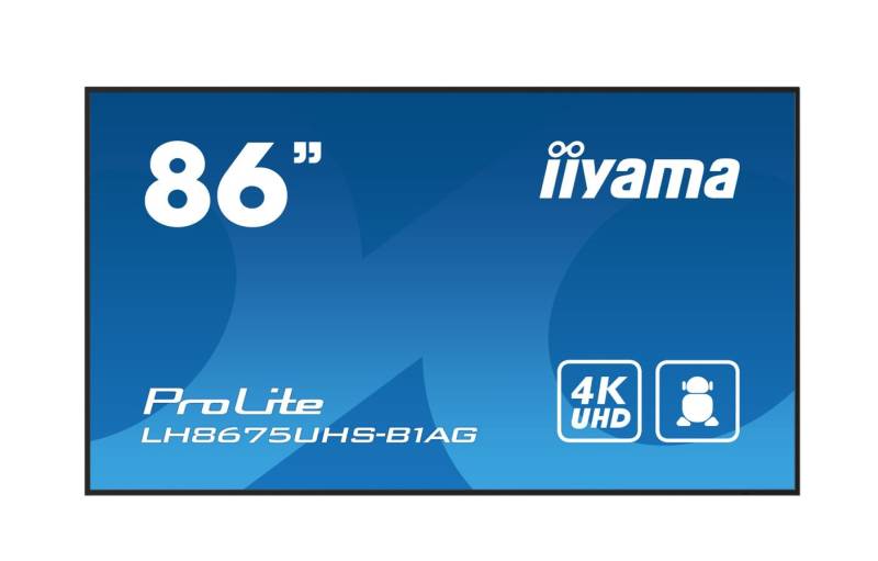 iiyama ProLite Digital Signage Flachbildschirm 2,17 m (85.6) LCD WLAN 500 cd/m² 4K Ultra HD Schwarz Eingebauter Prozessor Android 11 24/7 (LH8675UHS-B1AG) von Iiyama