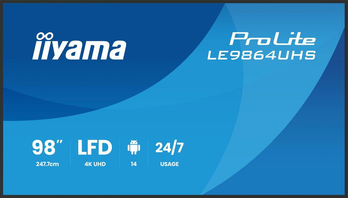 iiyama ProLite LE9864UHS-B1AG, Public Display - (schwarz (matt), UltraHD/4K, VA, WiFi, Fernbedienung) [Energieklasse G] (LE9864UHS-B1AG) von Iiyama