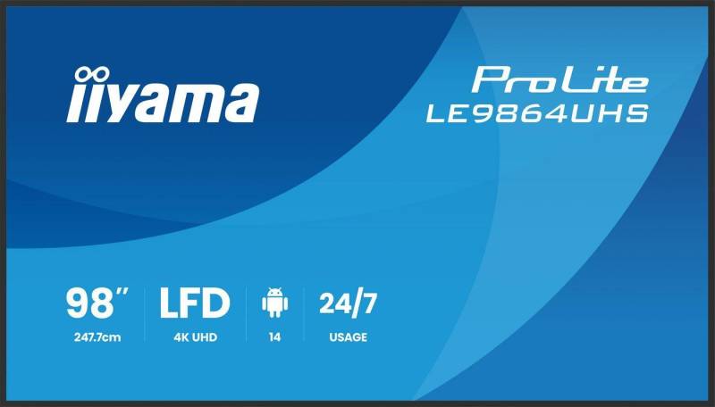 iiyama ProLite LE9864UHS-B1AG, Public Display - (schwarz (matt), UltraHD/4K, VA, WiFi, Fernbedienung) [Energieklasse G] (LE9864UHS-B1AG) von Iiyama